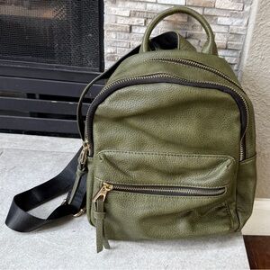 Urban Expressions Olive Green Vegan Leather Mini Backpack